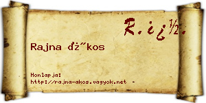 Rajna Ákos névjegykártya